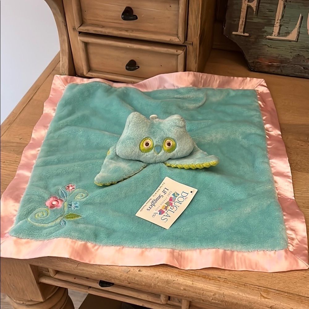 Douglas Lil’ Snugglers Lovey Security Blanket “Aqua Owl” NWT Cuddle Toy